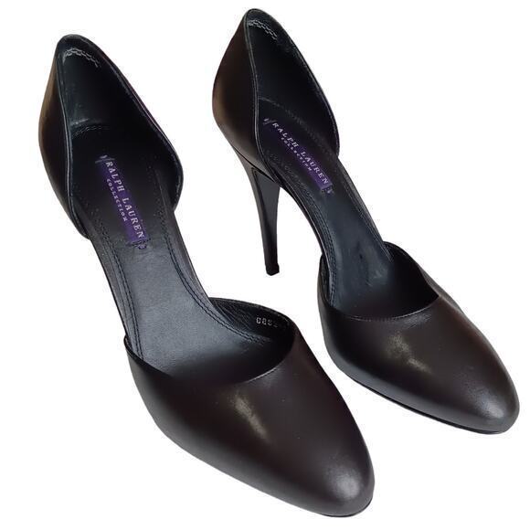 RALPH LAUREN COLLECTION Purple Label Shoes Heels Pumps D'Orsay Size 8.5 Black‎ - Picture 1 of 11